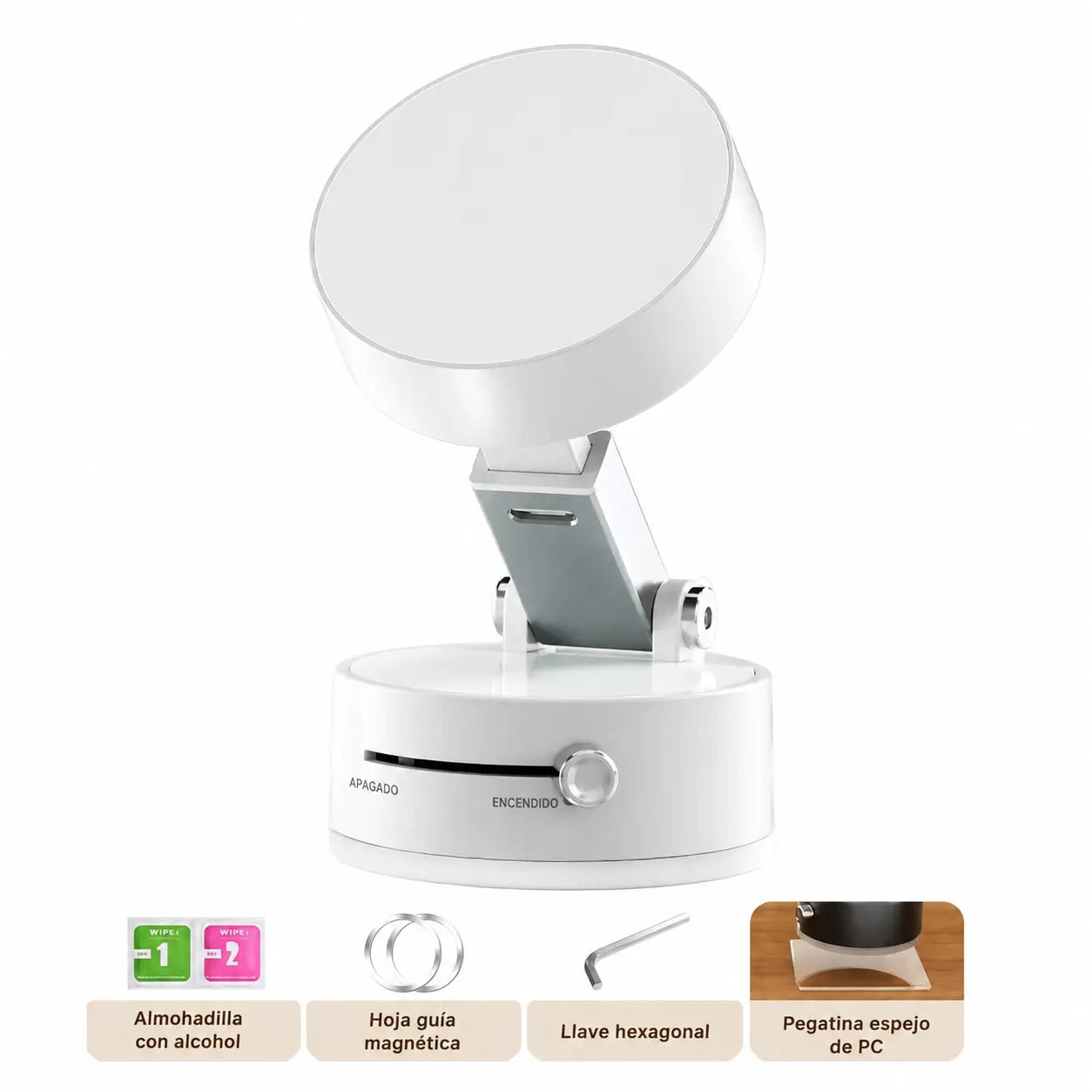 Base magnética de doble succión para celular, portátil y retráctil, ideal para tablero, parabrisas, escritorio y videollamadas en viajes con ajuste 360°