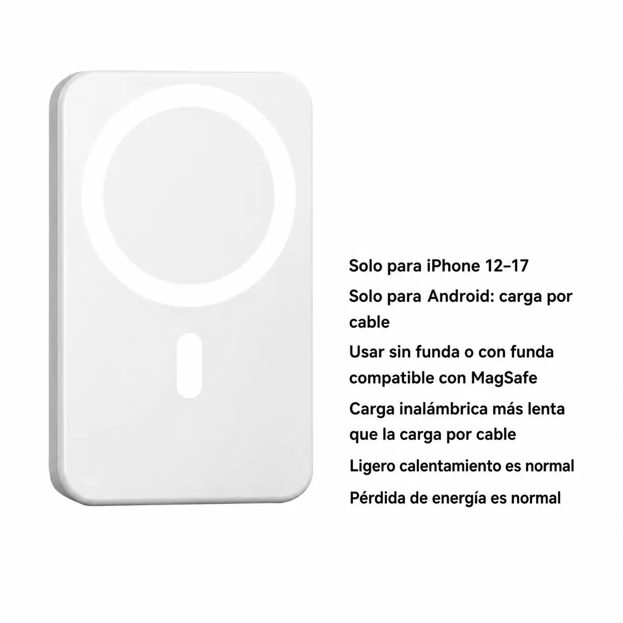 Batería magnética 5000mAh compatible con MagSafe para iPhone 12 a 16, cargador inalámbrico compacto para viajes, oficina y uso diario cotidiano