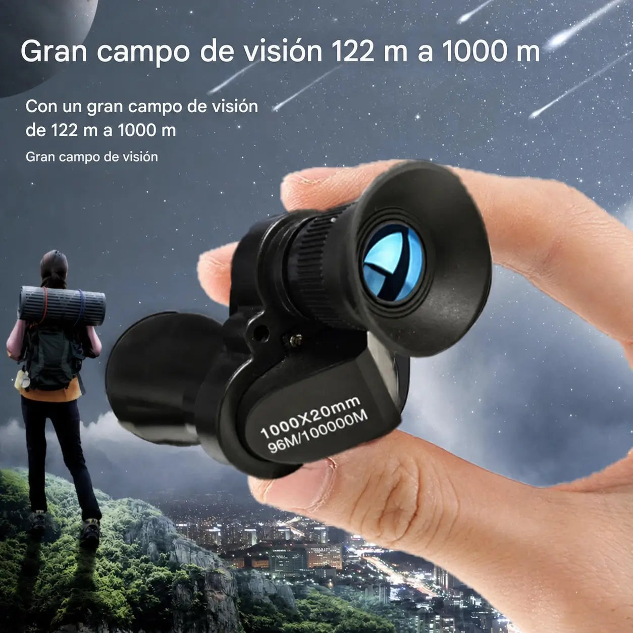 Monocular compacto 20x con prisma BAK 4 y lente FMC para camping, pesca, conciertos y observación al aire libre en tus salidas