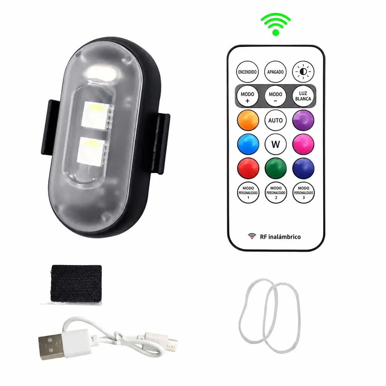 Luces estroboscópicas LED RGB recargables por USB con control remoto, impermeables IP65 para moto, auto, bicicleta, dron y mayor seguridad nocturna
