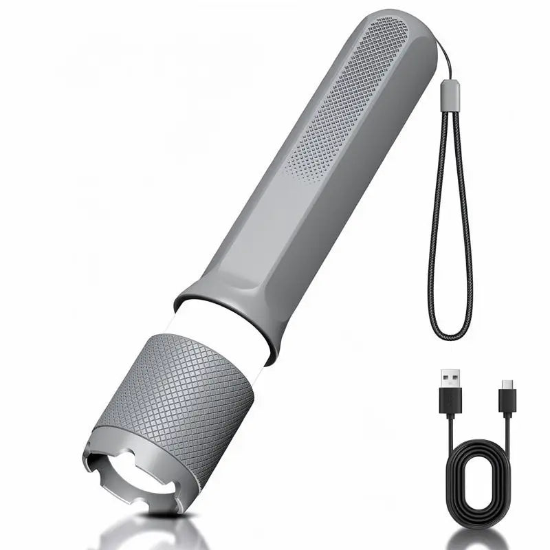 Linterna LED Recargable de 2000 Lúmenes, Táctica con Zoom Ajustable, Pantalla Digital y Base Magnética, 7 Modos de Iluminación para Camping, Senderismo y Emergencias