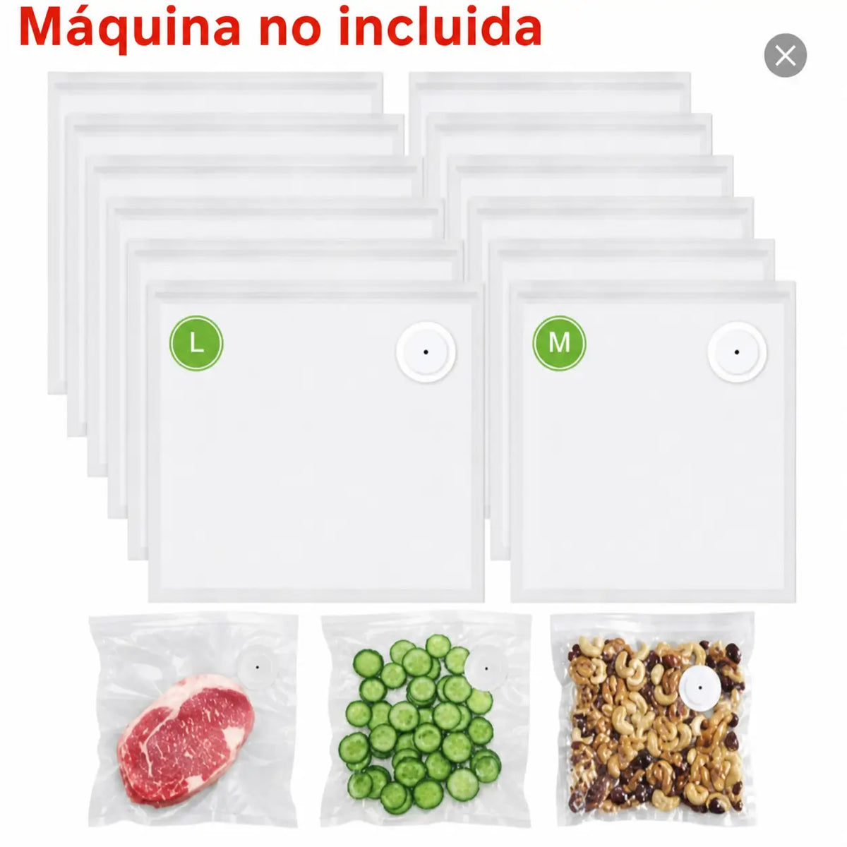 Selladora al vacío portátil USB-C con bolsas reutilizables para conservar comida y meal prep