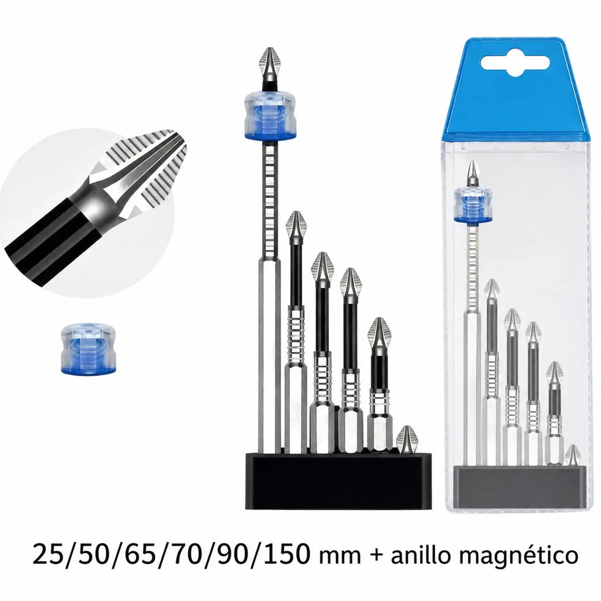Juego de puntas PH2 magnéticas de acero S2 para taladro, antideslizantes y resistentes a impacto