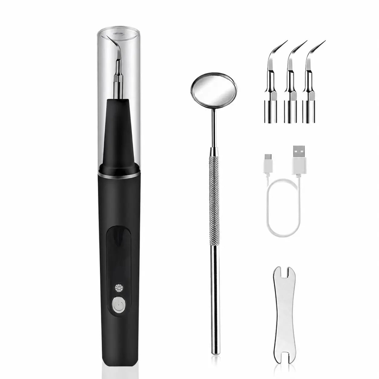 Raspador dental ultrasónico con vibración magnética, luz LED y cabezales reemplazables para higiene bucal diaria contra placa y sarro adultos