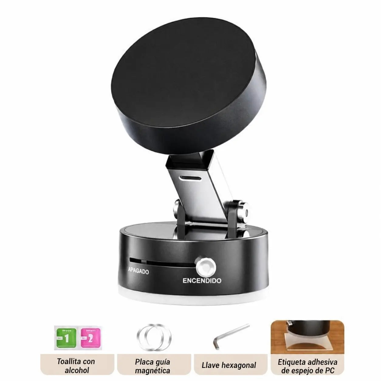 Base magnética de doble succión para celular, portátil y retráctil, ideal para tablero, parabrisas, escritorio y videollamadas en viajes con ajuste 360°