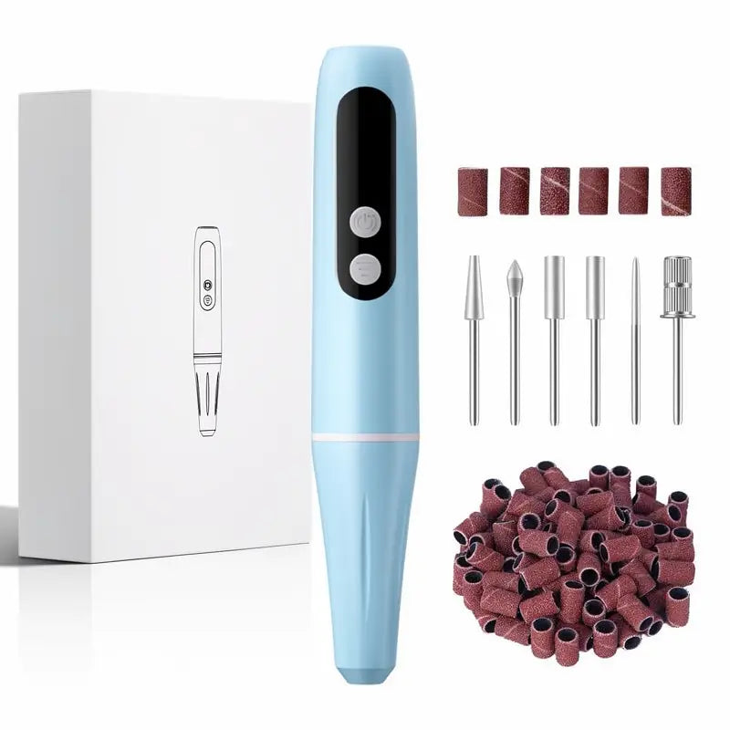 Torno para Uñas Eléctrico Recargable 20,000 RPM, Pulidora Portátil con Kit de Lijado para Manicura y Pedicura, Lima Inalámbrica Ligera para Uñas Acrílicas