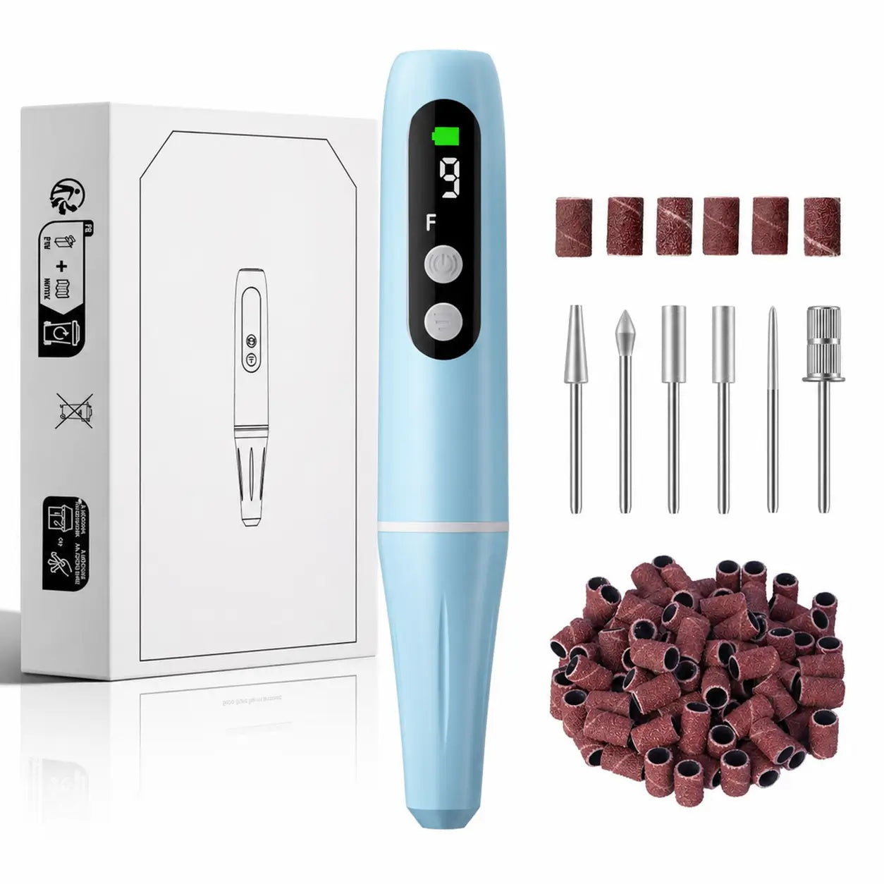 Lima eléctrica recargable para uñas 20000 RPM con 9 velocidades, ideal para manicure y pedicure en casa o salón preciso y portátil