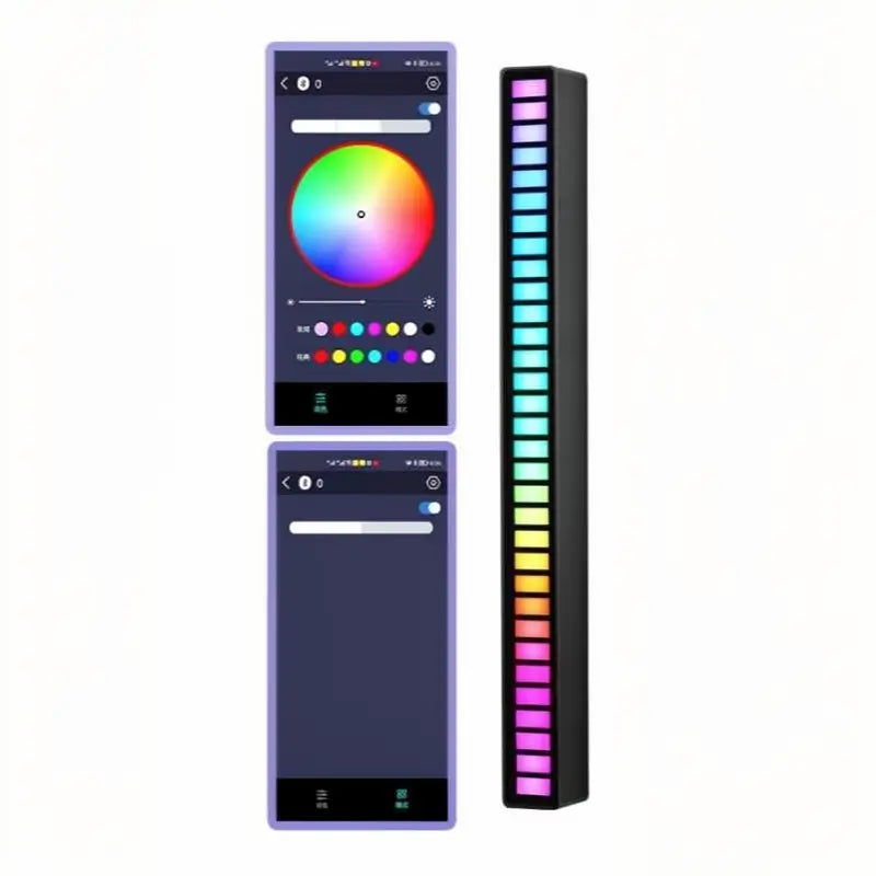 Luz de Ritmo RGB Moderna Controlada por Voz Barra LED Rítmica USB para Gaming Esports y Fiestas Lámpara Ambiental Sensible al Sonido para Auto y Escritorio Decorativa Portátil Recargable de Acrílico
