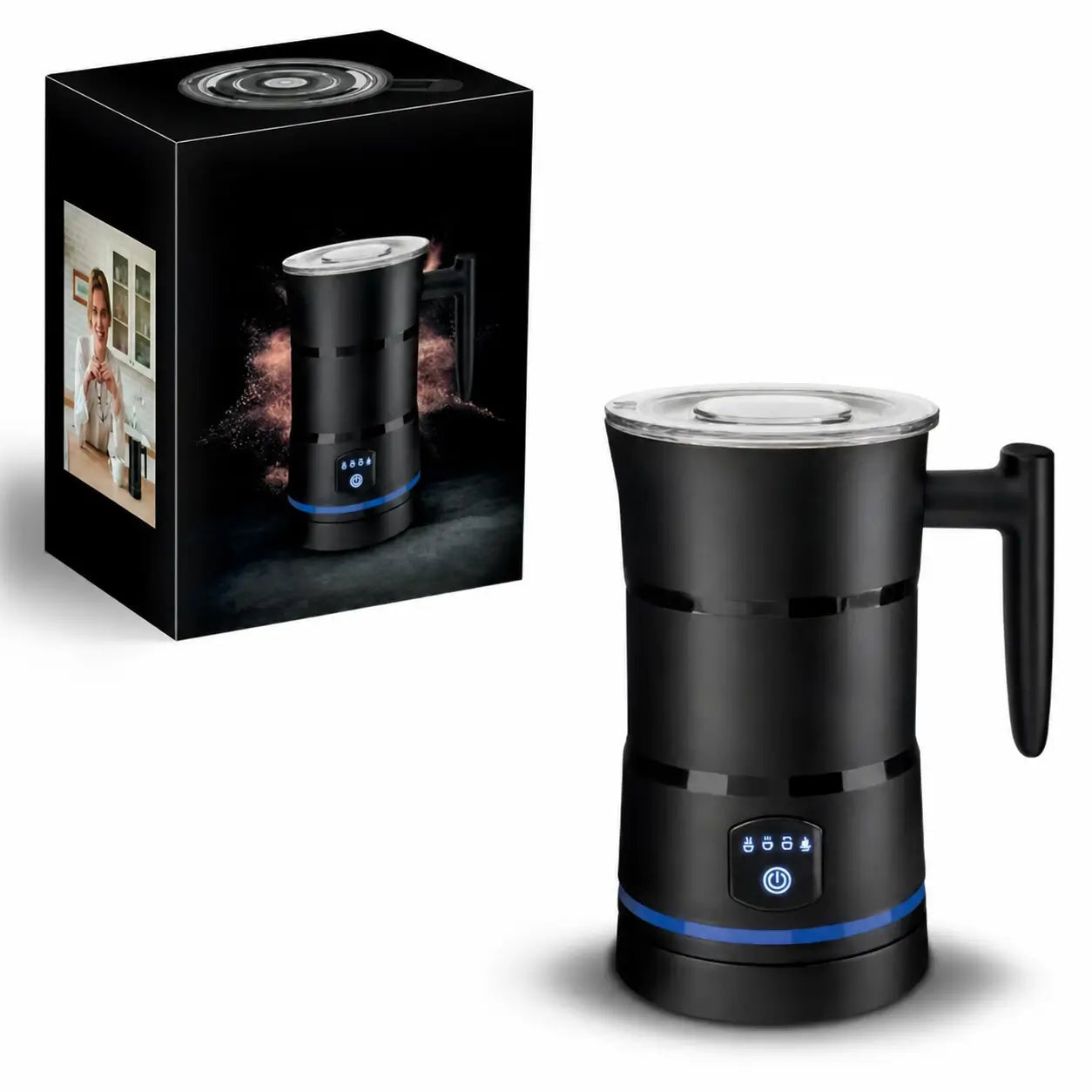 Espumador de leche compacto y silencioso con calentamiento para preparar lattes, capuchinos, chocolate caliente y bebidas en oficina sin complicaciones diarias