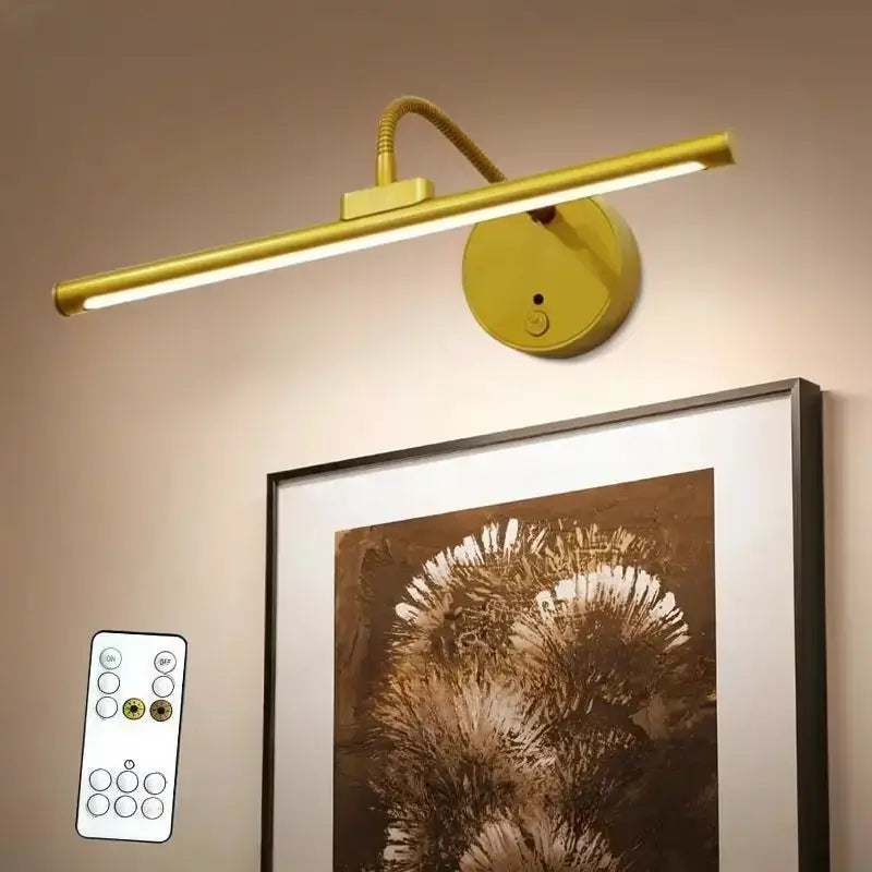 Lámpara LED recargable para cuadros con control remoto, brillo ajustable y luz giratoria para pinturas, retratos, galería y decoración del hogar