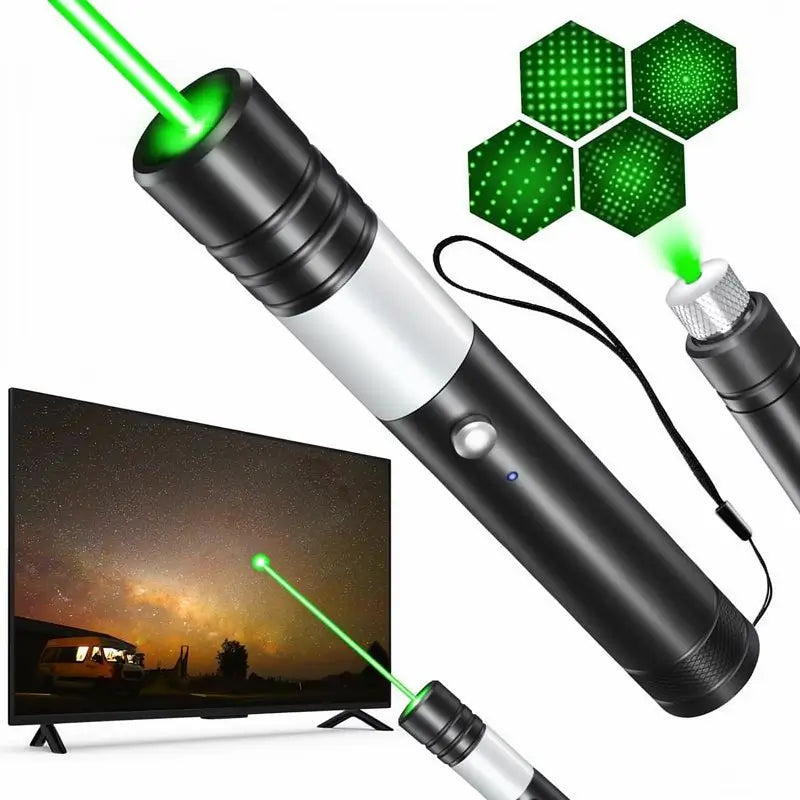 Puntero Láser Verde Recargable de Largo Alcance para Presentaciones, Pantallas TV/LED/LCD, Juguete para Gatos, Uso en Oficina, Astronomía y Construcción
