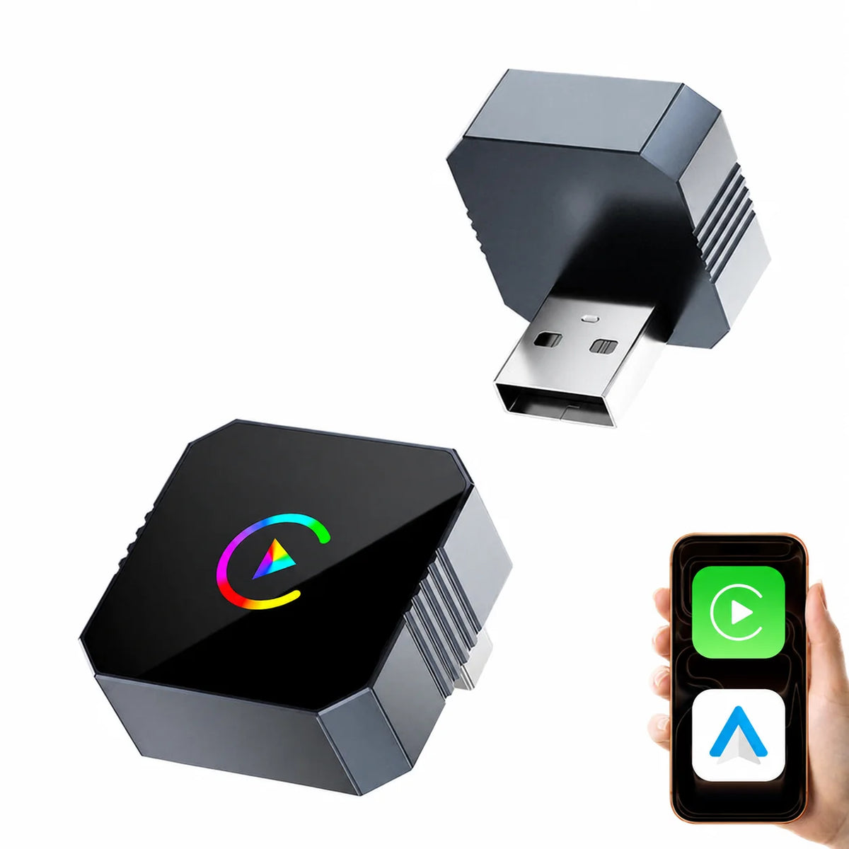 Adaptador inalámbrico CarPlay y Android Auto con 2 cables