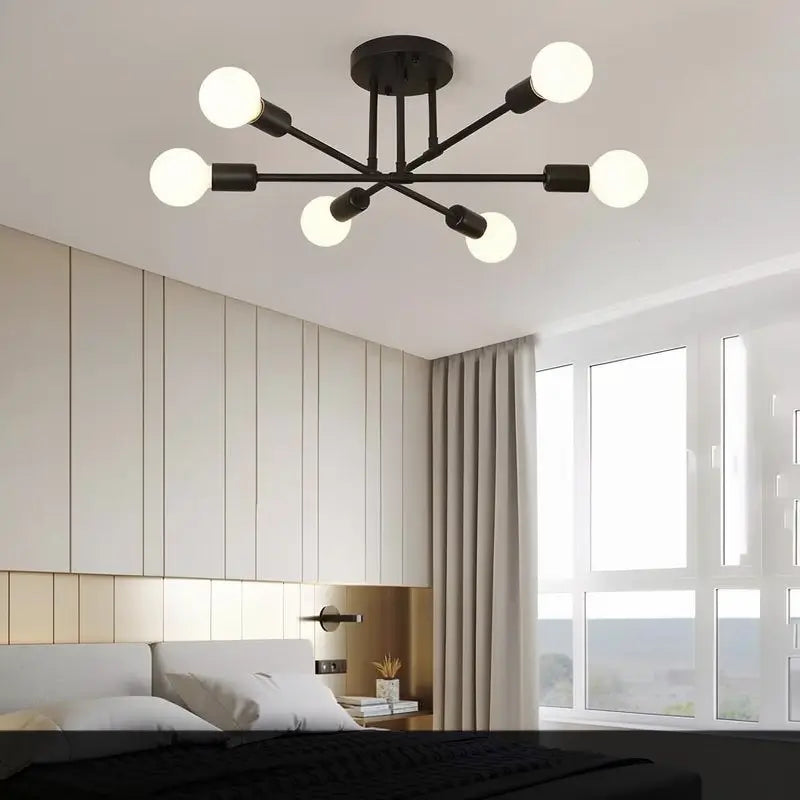 Lámpara de Techo de 6 Luces, Diseño Moderno e Industrial