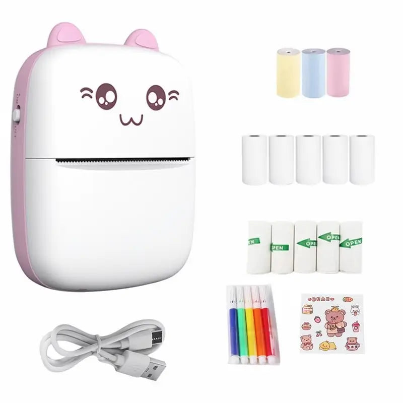 Mini Impresora Térmica de Bolsillo Portátil, Etiquetadora Bluetooth 20 en 1 sin Tinta con 13 Rollos de Papel y Plumas, para iOS y Android, Impresora de Notas Adhesivas y Fotos, Útiles Escolares para Estudiantes, Regalo de Navidad y Cumpleaños