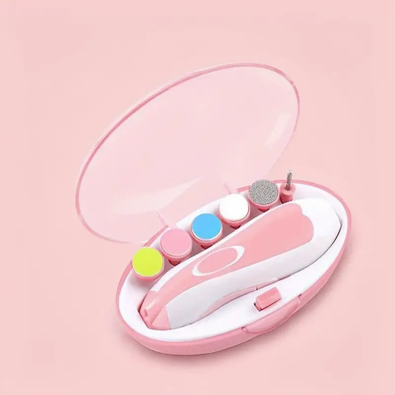 Lima de Uñas Eléctrica para Bebé 6 en 1, Kit de Manicura y Pedicura para Niños y Adultos - Set de Aseo Portátil con 4 Accesorios