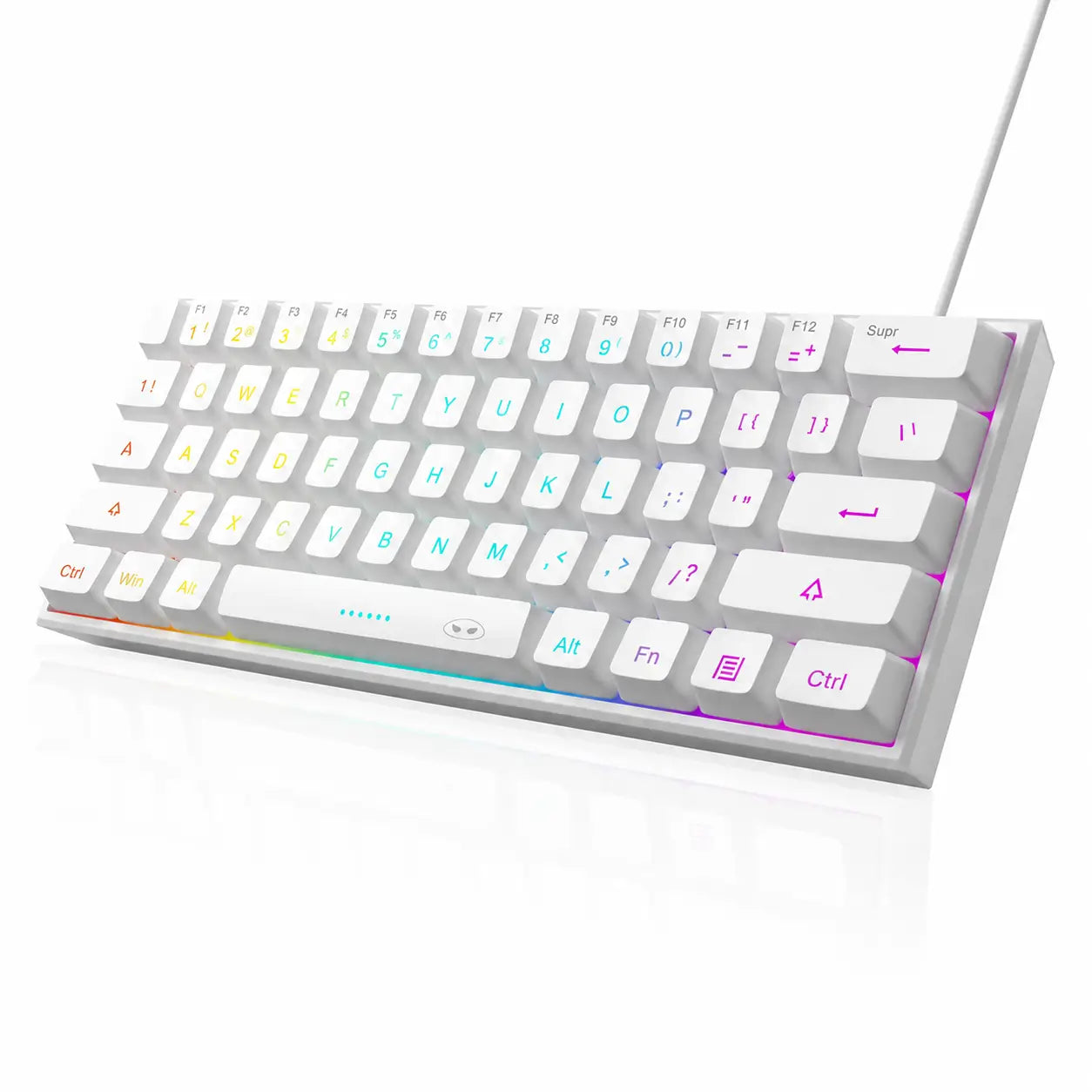 Teclado gamer 60% compacto TS91 con iluminación RGB y 61 teclas de membrana para jugar o trabajar en PC, Mac, PS4 y Xbox One
