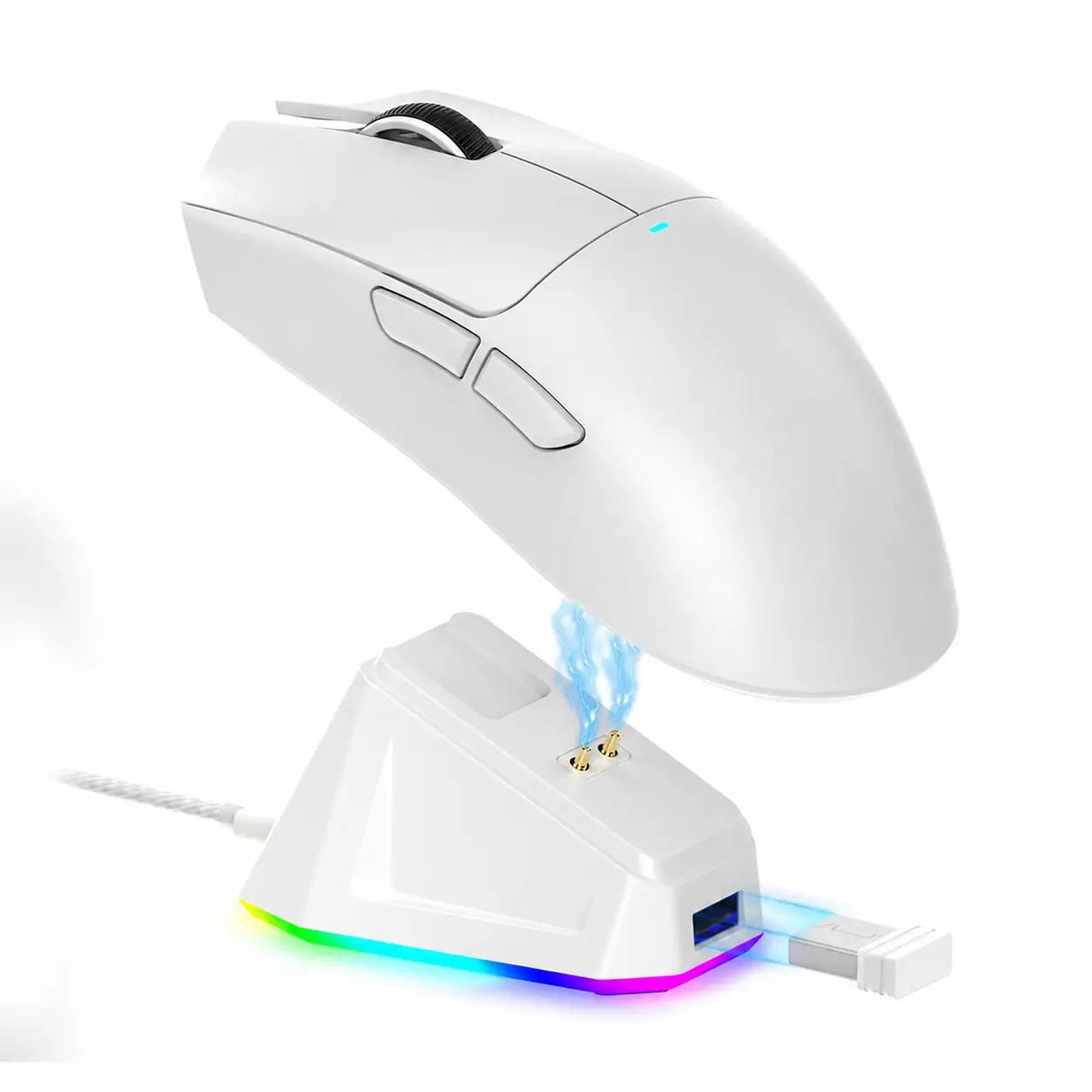 Mouse gamer inalámbrico X11 con base de carga, luz RGB y sensor óptico para juego competitivo y trabajo productivo en casa u oficina
