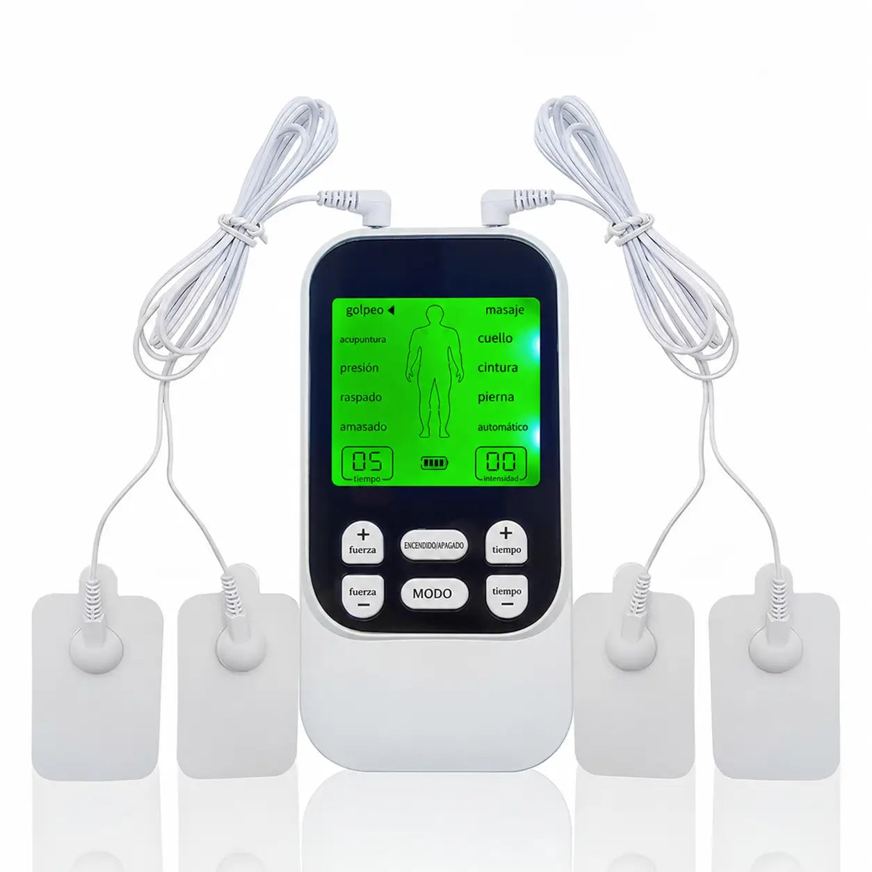 Masajeador muscular TENS/EMS recargable con 10 modos, 30 intensidades y 4 parches para aliviar tensión diaria en cuello, espalda y piernas