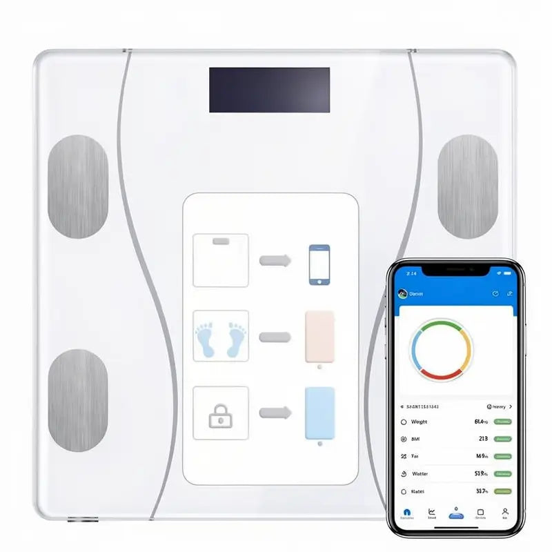 Báscula Digital de Baño Inteligente con Bluetooth e IMC 180kg - Monitoreo de Salud Inalámbrico