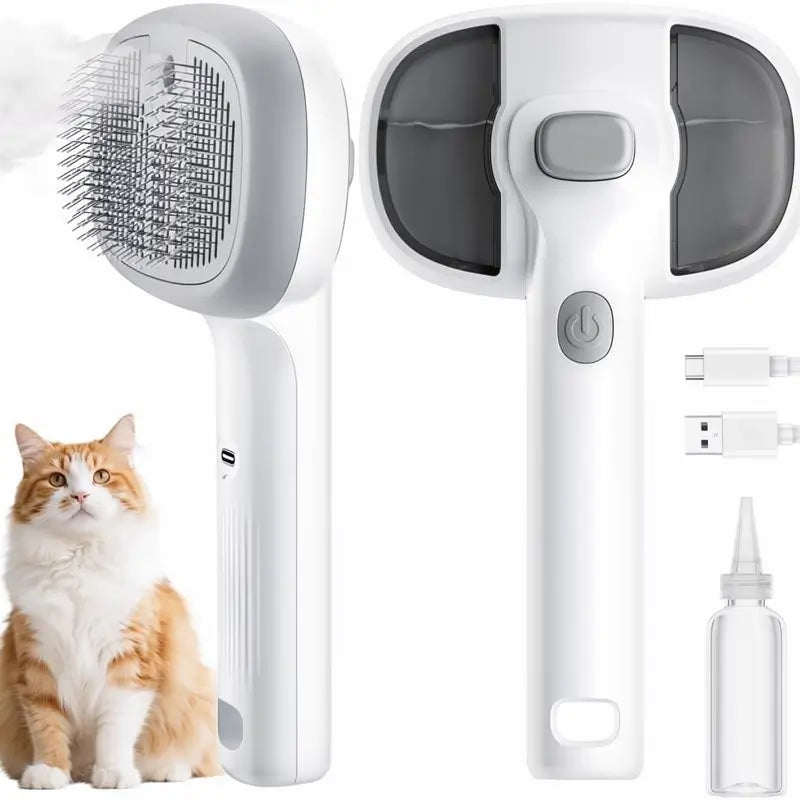 Cepillo con Spray para Mascotas Gatos y Perros – Herramienta de Aseo y Deslanado, Peine Quita Pelos con Botón de Limpieza, Herramienta para Eliminar Pelaje y Recorte