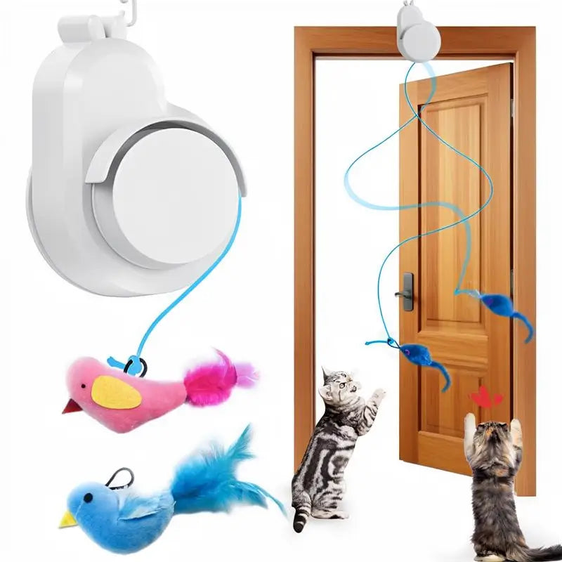 Juguete Interactivo para Gatos de Interior - Pájaro Eléctrico Volador con Plumas - Juguete Colgante Automático para Gatitos y Gatos Adultos