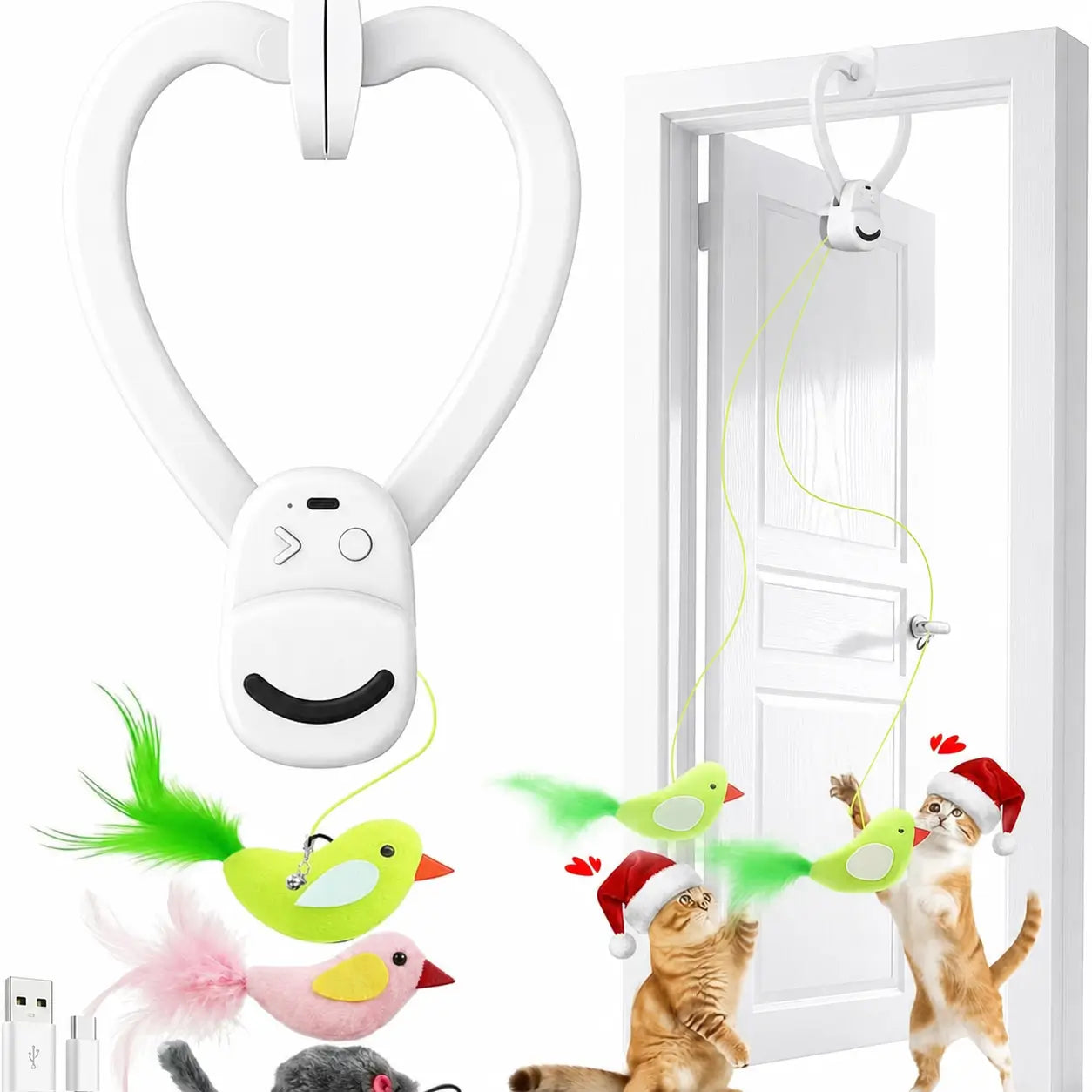 Juguete interactivo para gatos de interior con ave voladora automática USB-C para ejercicio, caza y diversión sin manos en gatitos y adultos