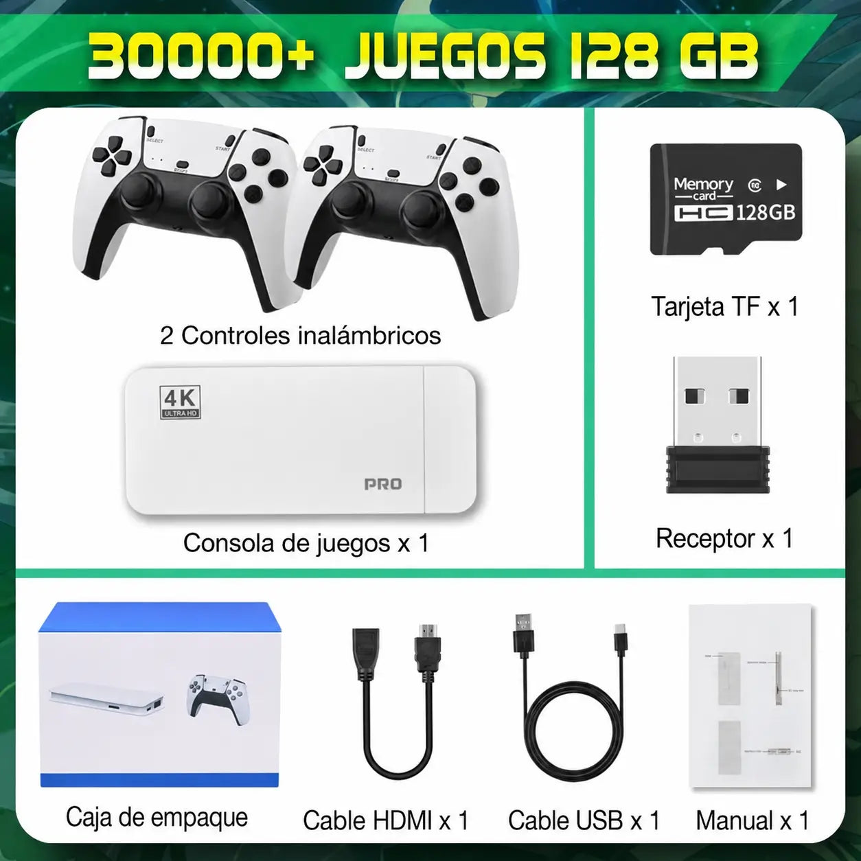 Game Stick retro 4K con 23 emuladores clásicos, 20,000+ juegos y 2 controles inalámbricos para pantalla, monitor o proyector HDMI
