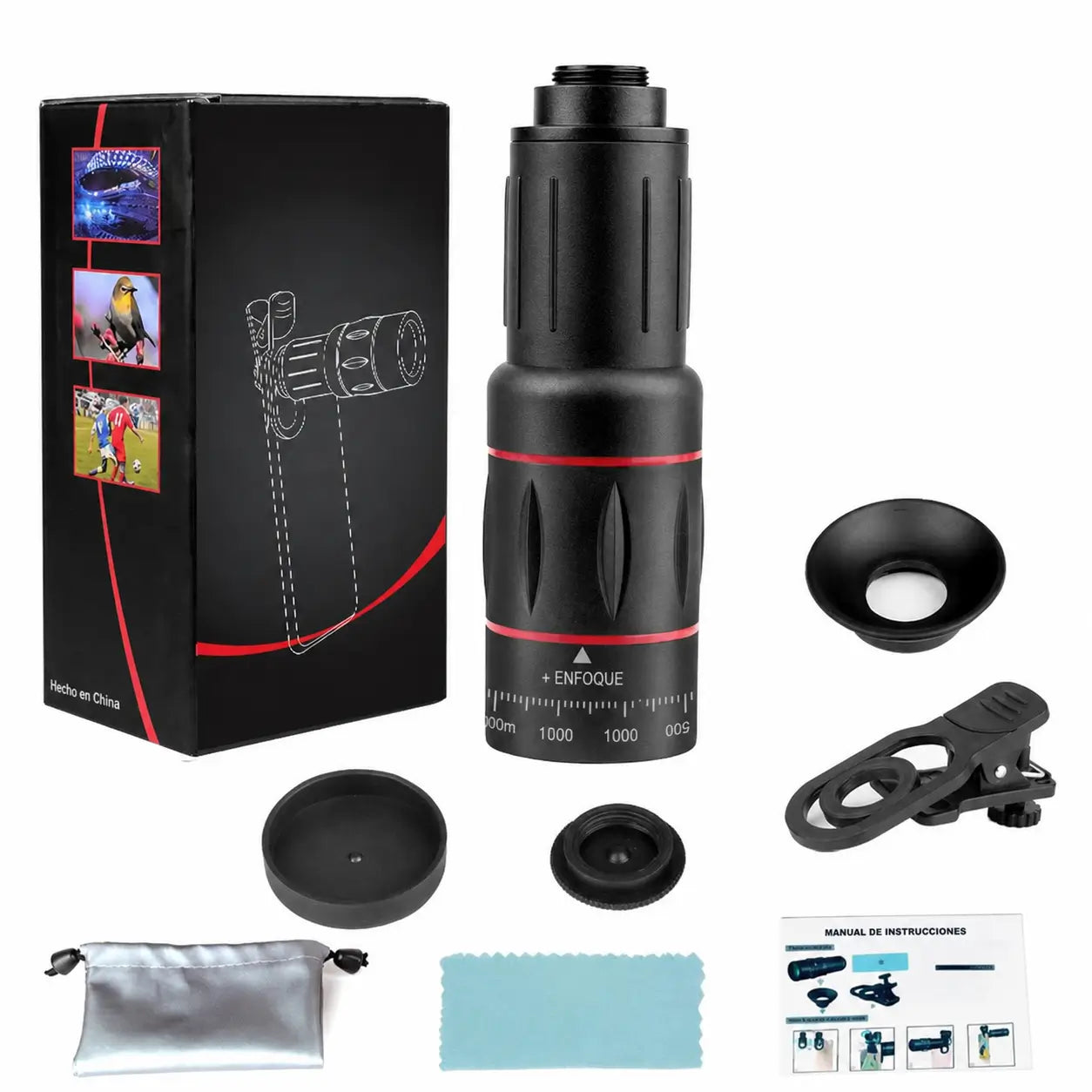 Lente telefoto 28X-36X para celular con clip universal para fotos y videos HD en conciertos, viajes, aves y paisajes lejanos