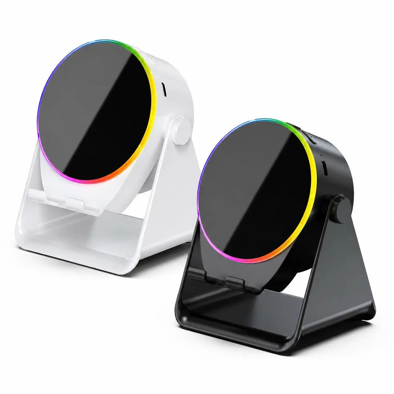 Bocina Bluetooth 5.3 con soporte para celular, giro 360°, luz RGB y audio por inducción para casa, oficina, viajes y tablet