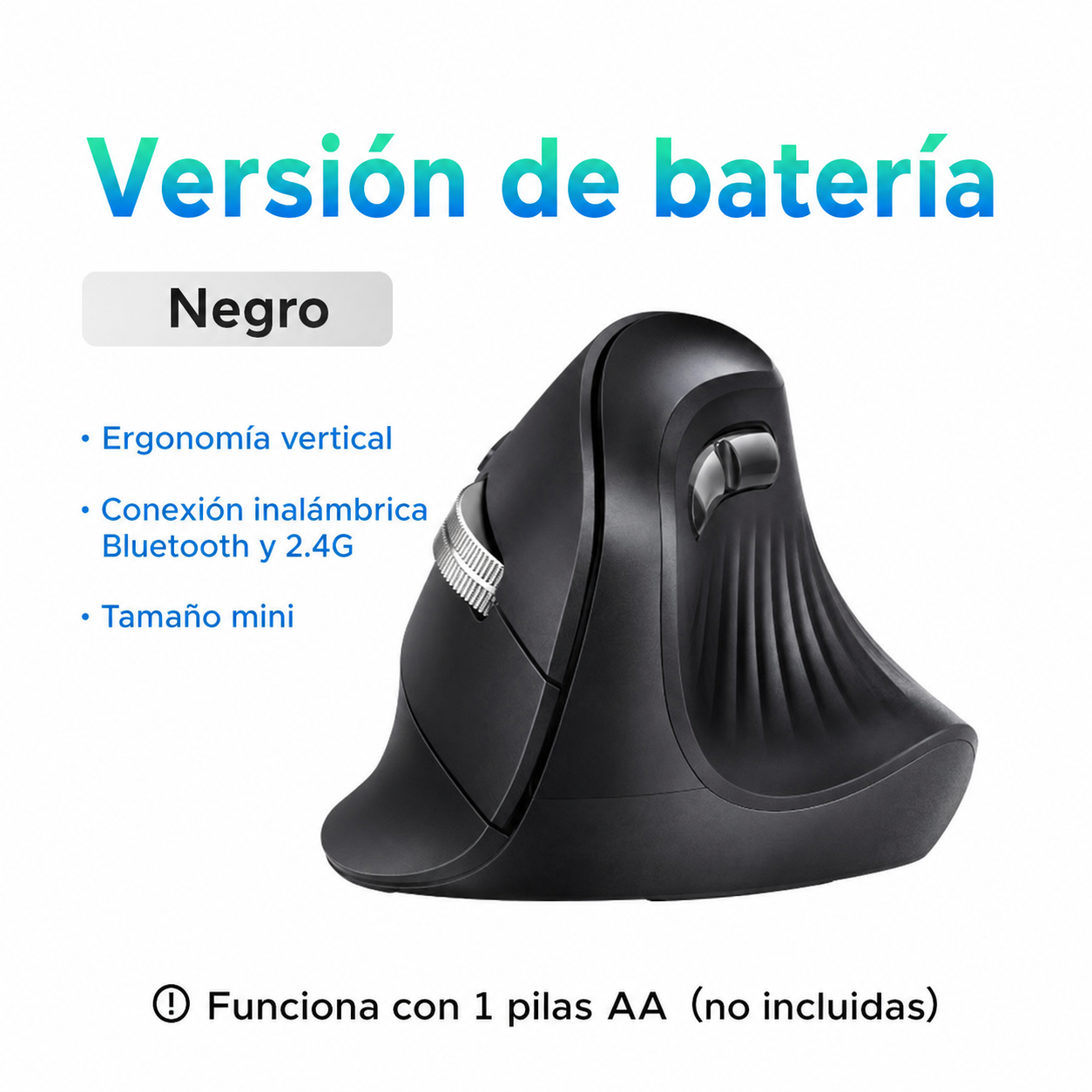Mouse vertical ergonómico inalámbrico 2.4G con 5 botones, 4000 DPI ajustable y clic silencioso para oficina, laptop y computadora diaria