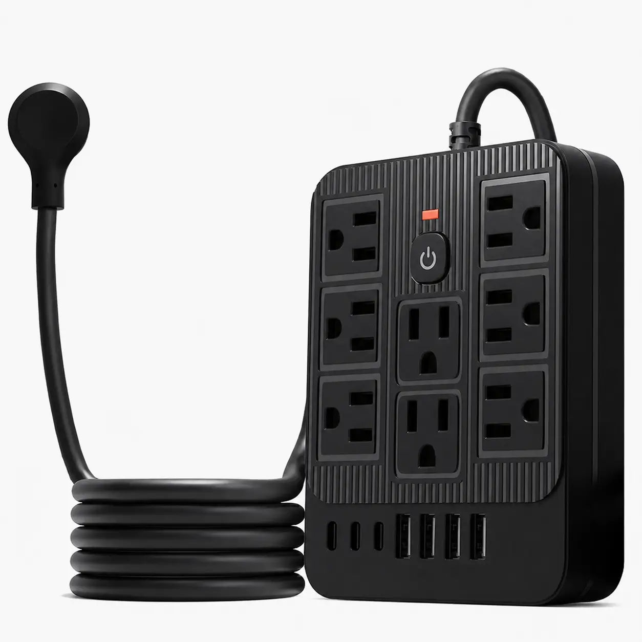 Multicontacto 15 en 1 con 8 tomas, USB-C y protección contra sobretensión para cargar varios equipos en oficina, casa y viajes
