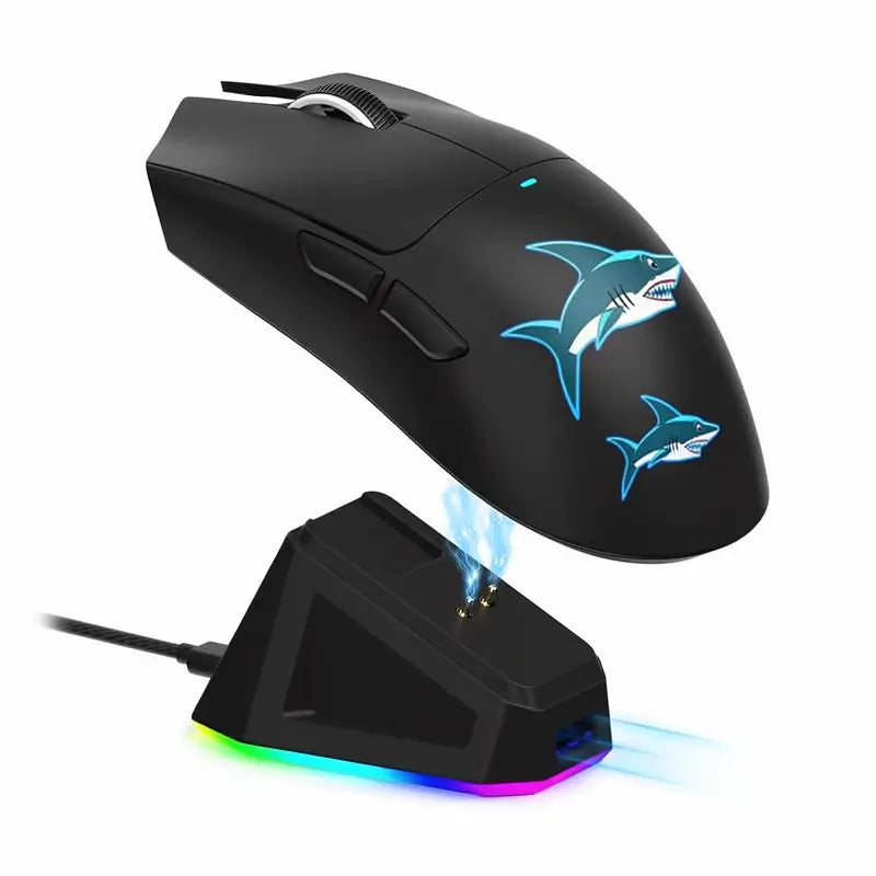 Mouse Gamer Inalámbrico Recargable con Iluminación RGB y Base de Carga, Sensor Óptico para Juegos y Oficina, Accesorios para Gaming