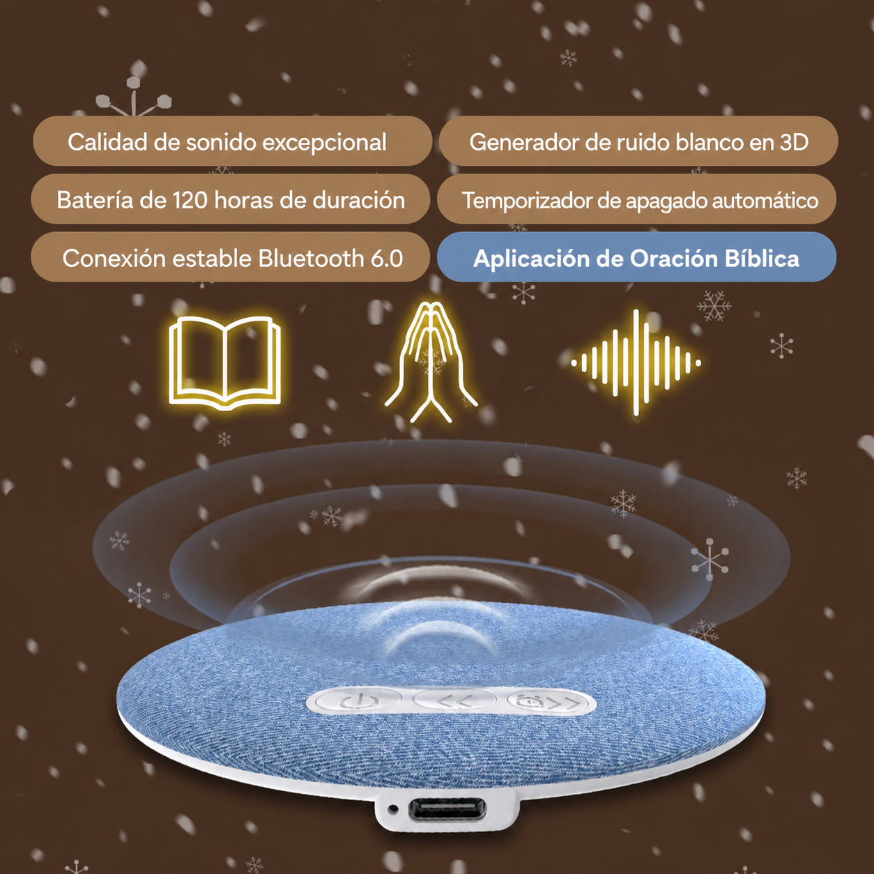 Bocina Bluetooth para almohada S-1 ultradelgada con ruido blanco y temporizador para dormir sin audífonos cómodamente