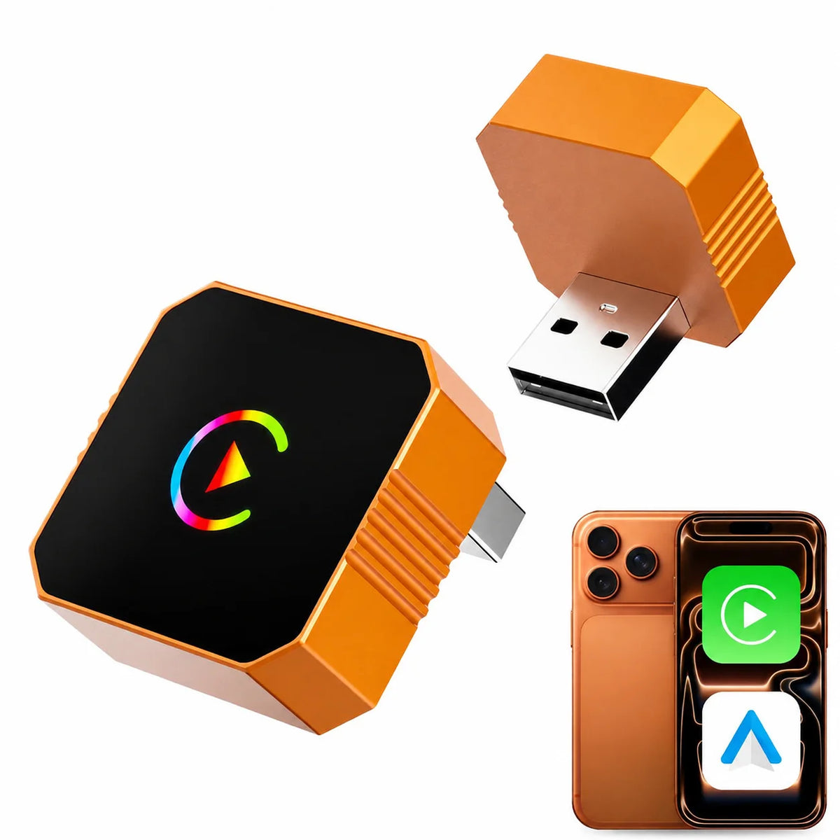 Adaptador inalámbrico CarPlay y Android Auto con 2 cables