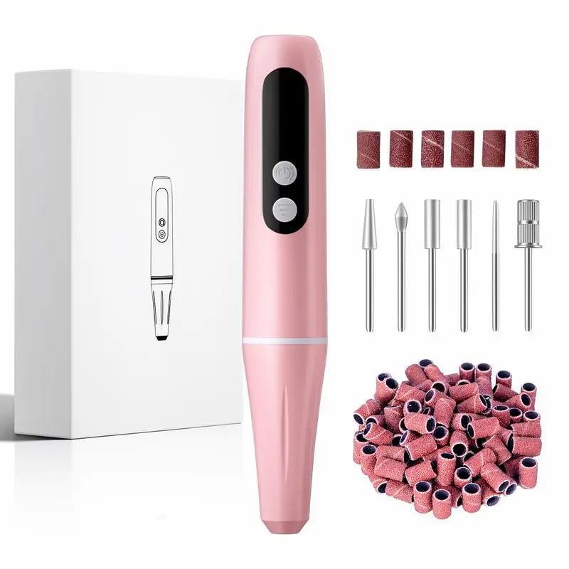 Torno para Uñas Eléctrico Recargable 20,000 RPM, Pulidora Portátil con Kit de Lijado para Manicura y Pedicura, Lima Inalámbrica Ligera para Uñas Acrílicas