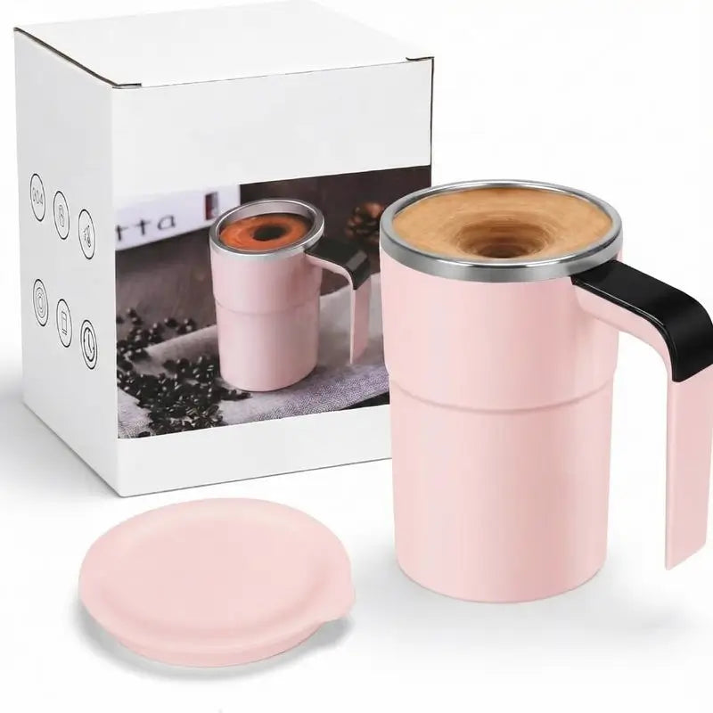 Taza mezcladora eléctrica recargable con agitador magnético, pantalla LCD y acero inoxidable 304 para café, leche, cacao, oficina y uso diario