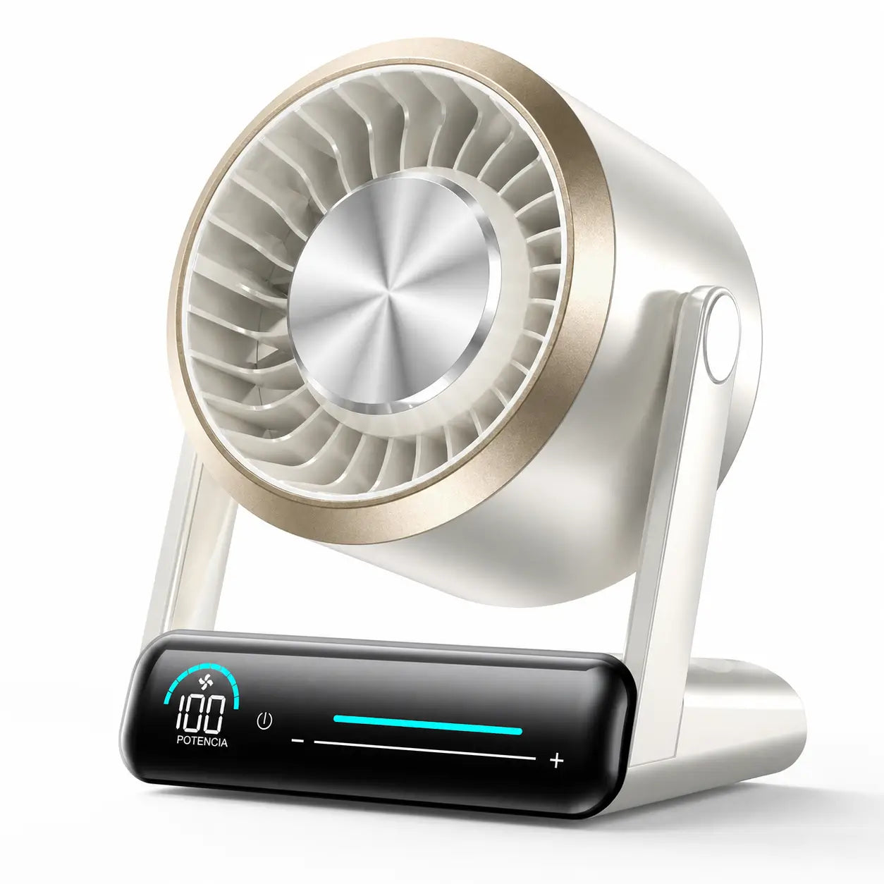 Ventilador de mesa recargable y portátil con pantalla digital, 100 velocidades y flujo silencioso para oficina, recámara o cocina en casa