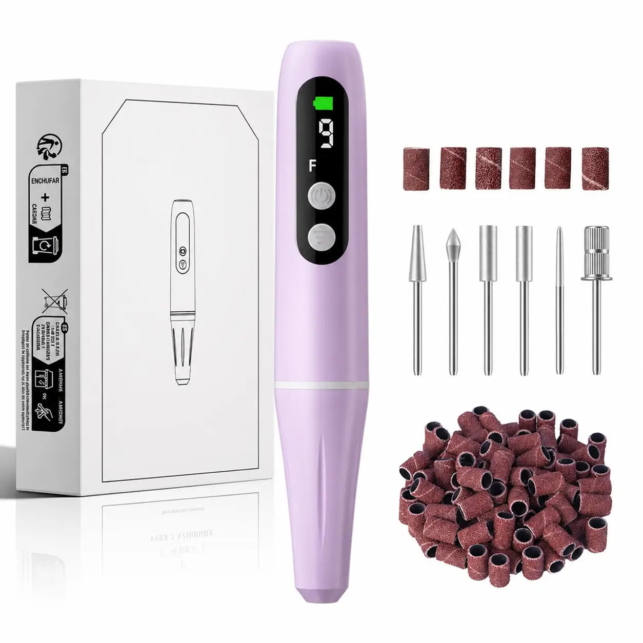 Lima eléctrica recargable para uñas 20000 RPM con 9 velocidades, ideal para manicure y pedicure en casa o salón preciso y portátil