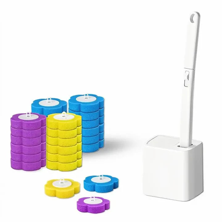 Cepillo desechable para baño con 24 repuestos aromáticos, limpiador integrado y soporte de pared para WC y lavabo diario