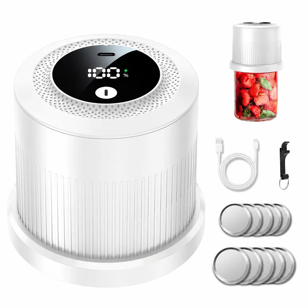 Kit sellador al vacío eléctrico para frascos Mason de boca ancha y regular, bolsas y botellas, conservación automática de alimentos en casa