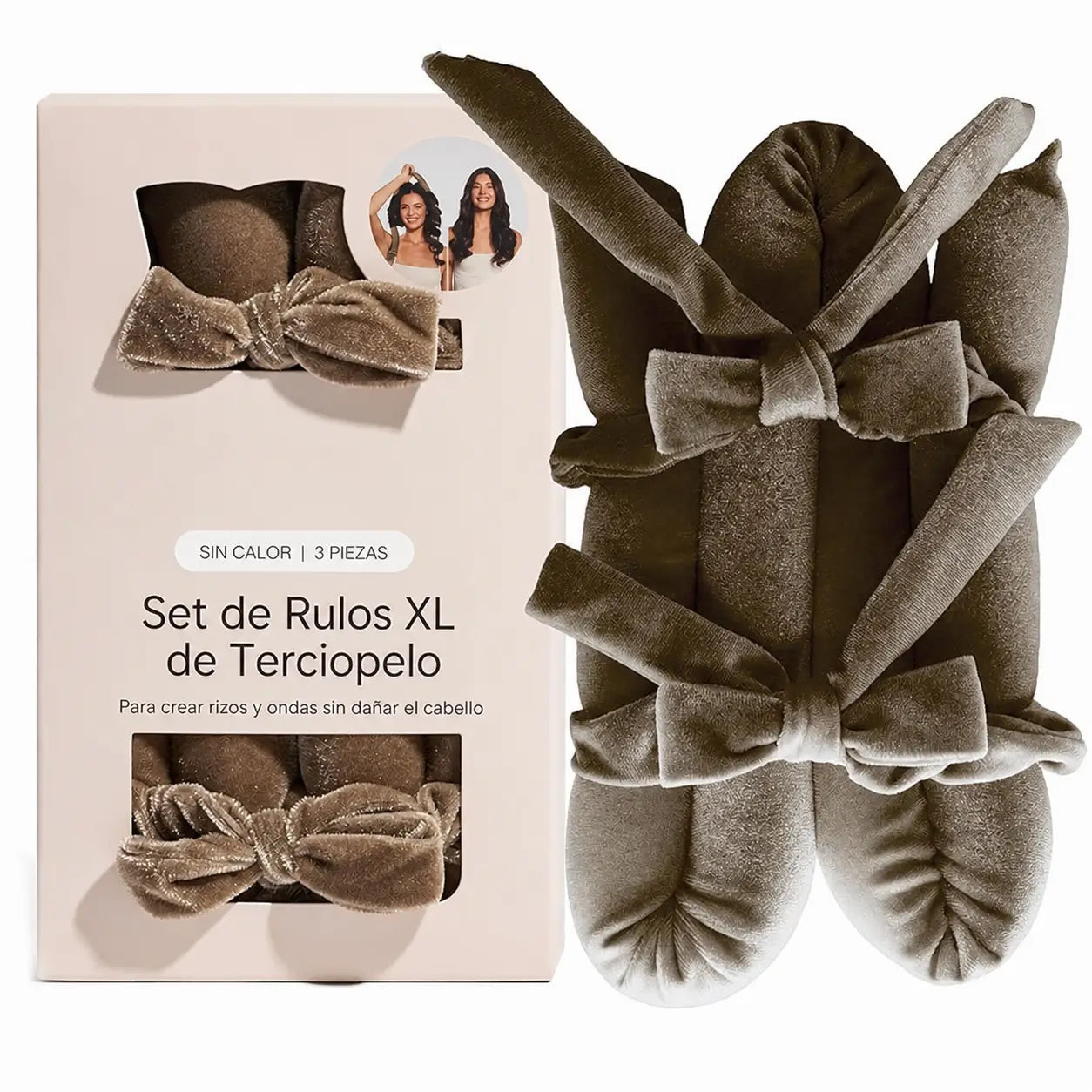 Rulos satinados sin calor jumbo flexibles de 4 piezas para ondas suaves y rizos grandes mientras duermes sin maltratar el cabello