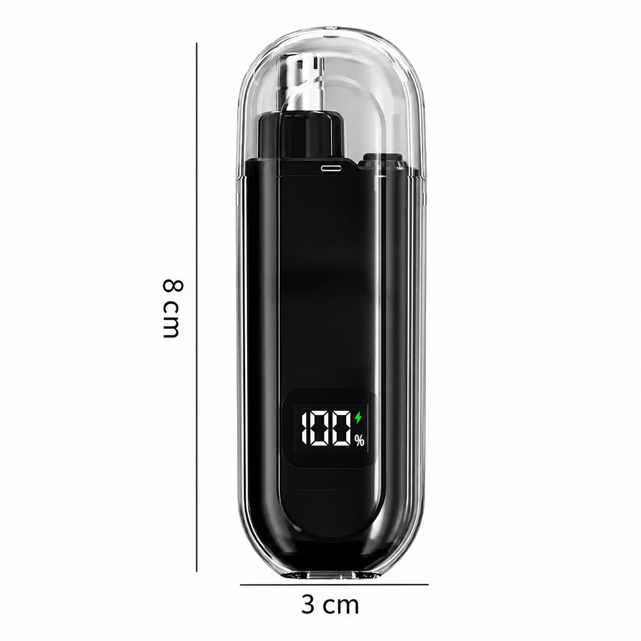 Recortadora de vello nasal recargable USB-C con pantalla LED, corte 360° sin jalones para cejas, rostro y uso diario en casa