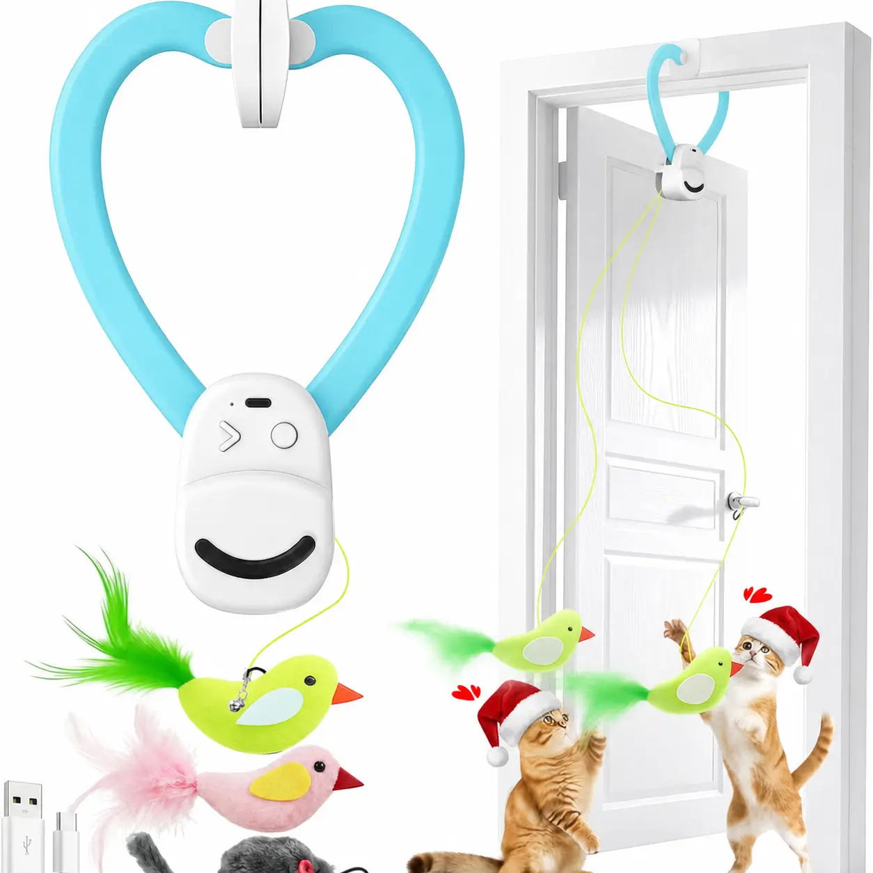 Juguete interactivo para gatos de interior con ave voladora automática USB-C para ejercicio, caza y diversión sin manos en gatitos y adultos