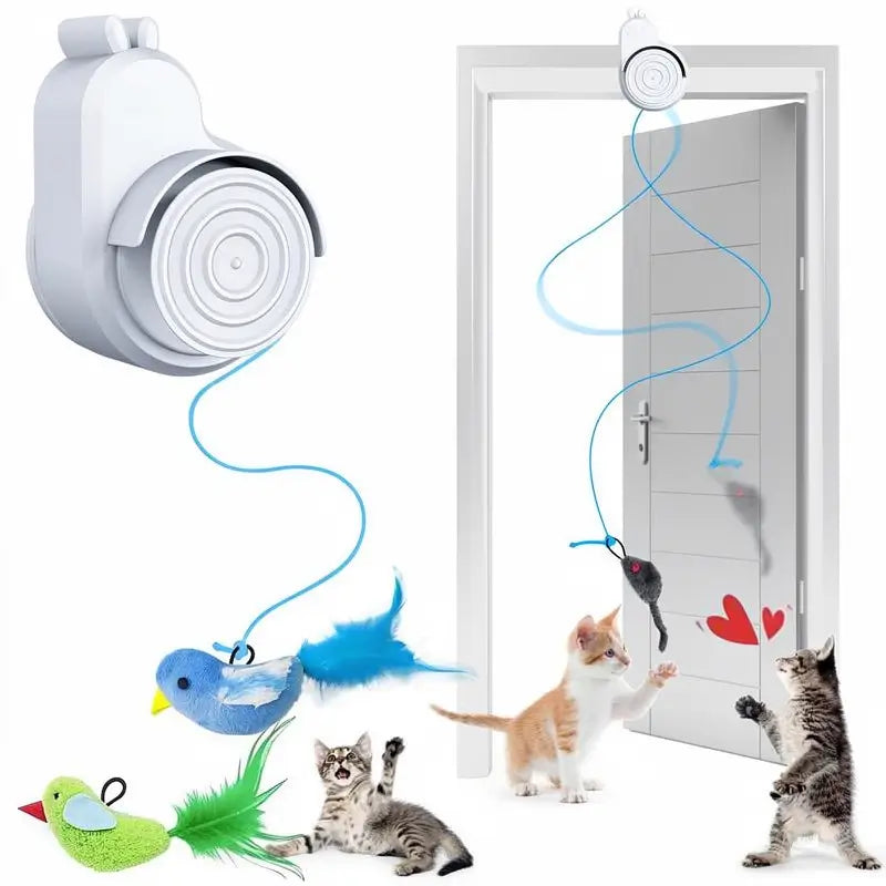 Juguete Interactivo para Gatos de Interior - Pájaro Eléctrico Volador con Plumas - Juguete Colgante Automático para Gatitos y Gatos Adultos