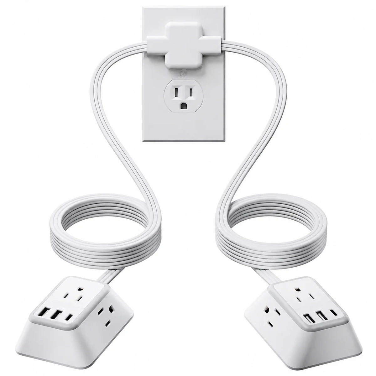 Extensión eléctrica con clavija plana y puertos USB