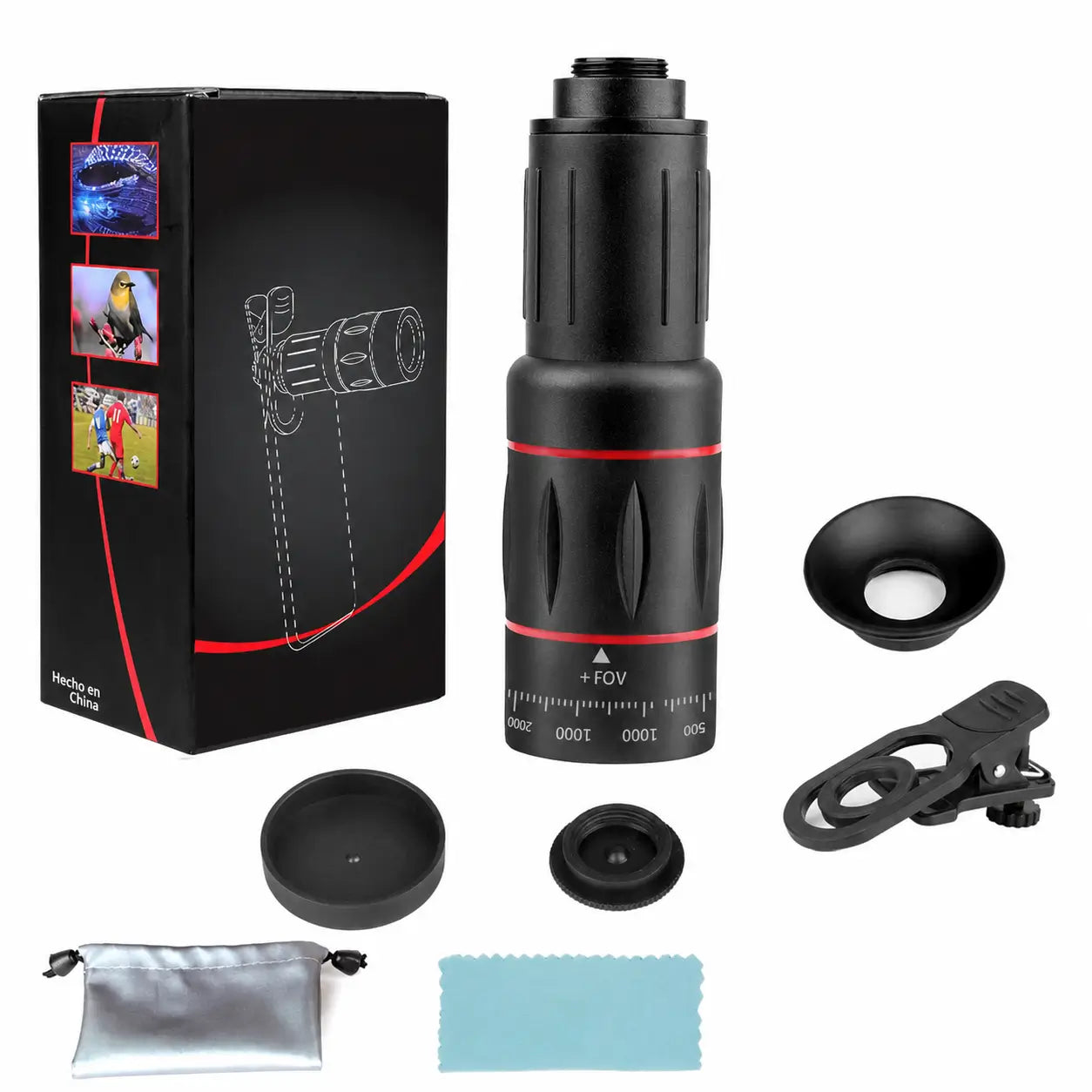 Lente telefoto 28X-36X para celular con clip universal para fotos y videos HD en conciertos, viajes, aves y paisajes lejanos