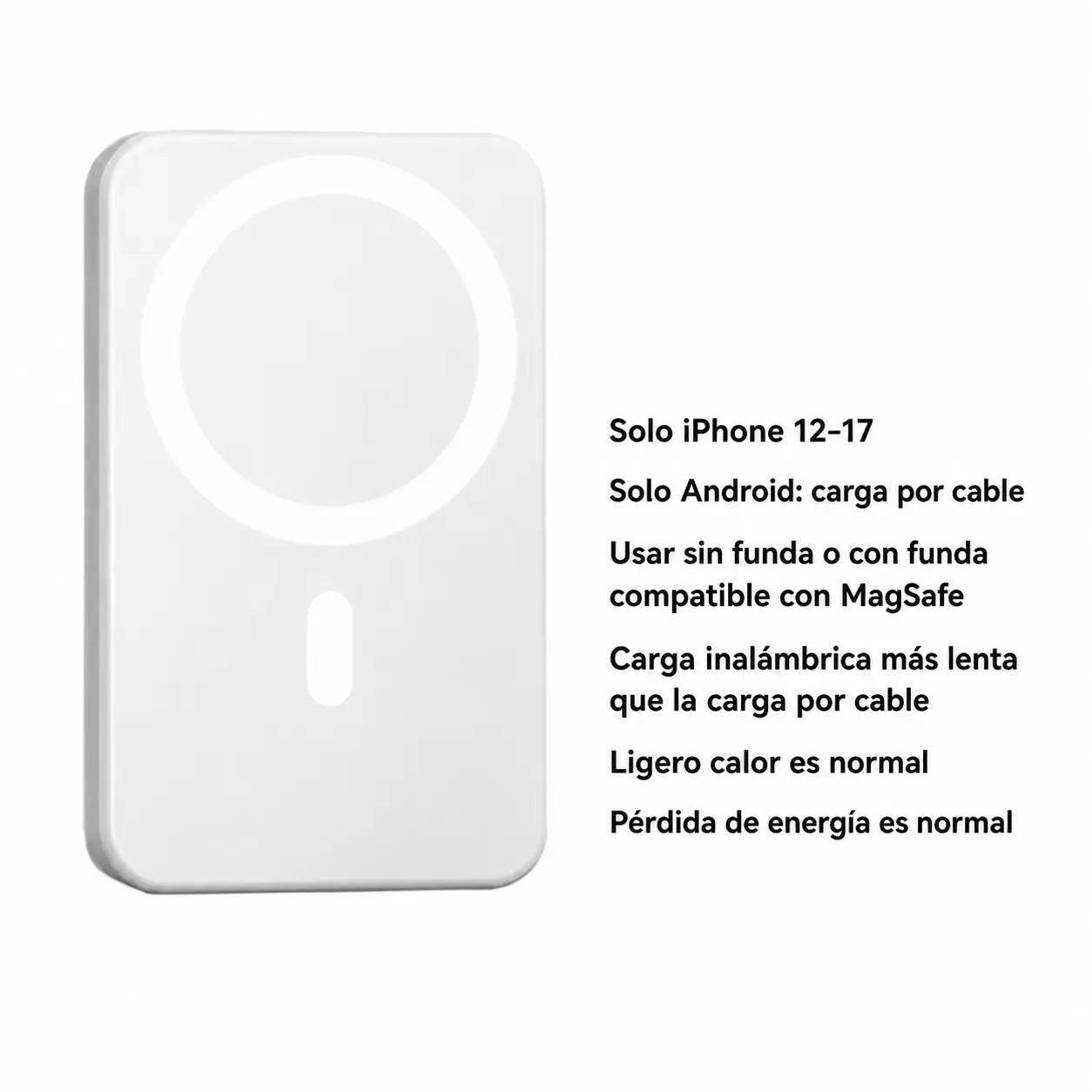 Power bank magnético 5000mAh con carga inalámbrica rápida para iPhone 12 a 17, ideal para mochila, escuela, viajes y oficina