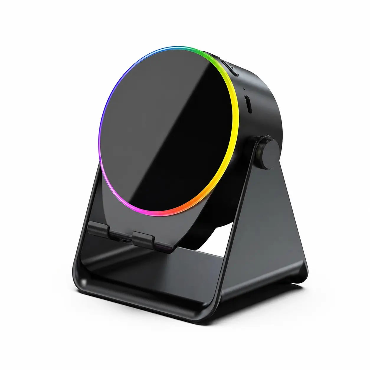Bocina Bluetooth 5.3 con soporte para celular, giro 360°, luz RGB y audio por inducción para casa, oficina, viajes y tablet