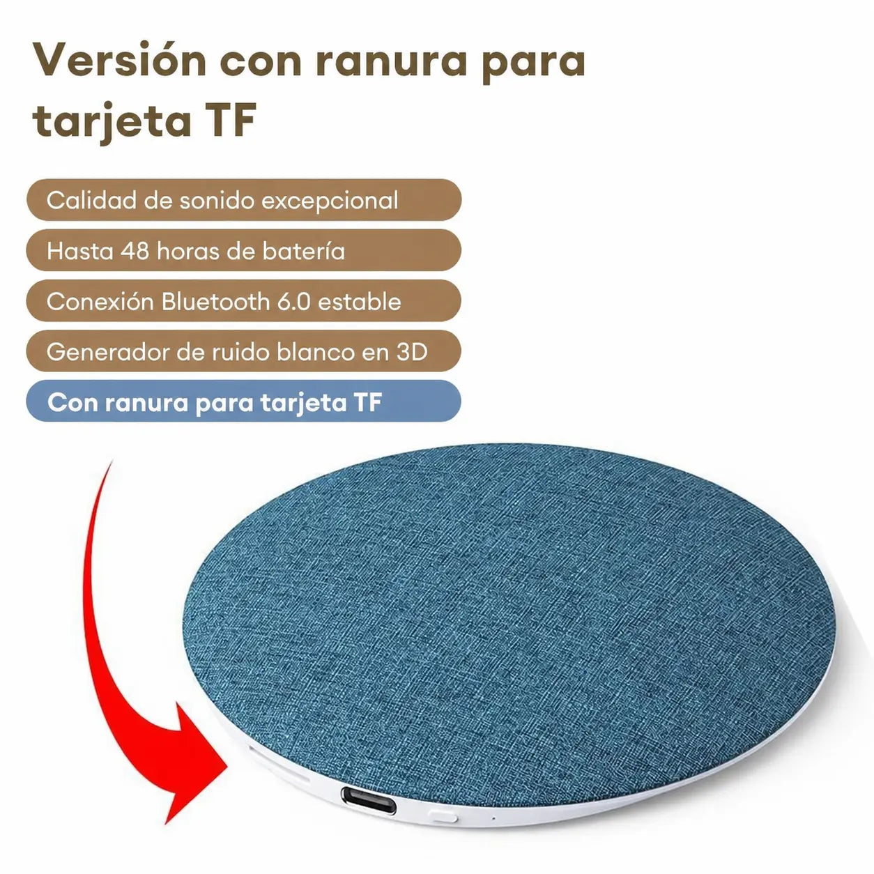 Bocina Bluetooth para almohada S-1 ultradelgada con ruido blanco y temporizador para dormir sin audífonos cómodamente