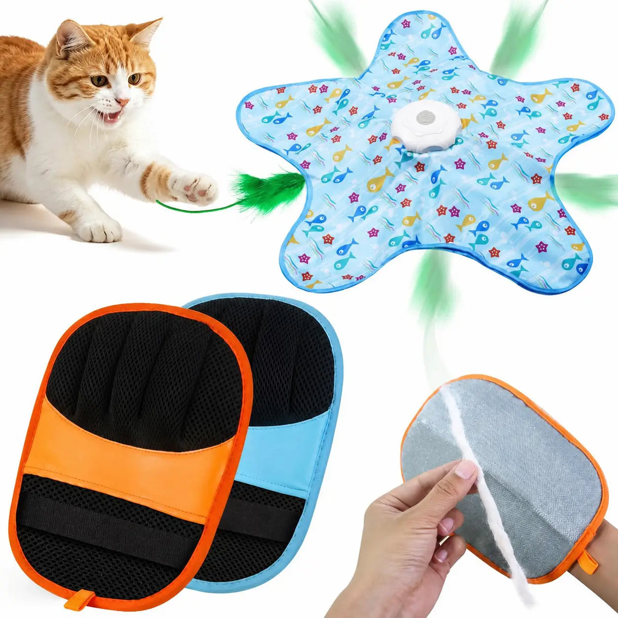Juguete interactivo recargable para gatos con pluma oculta y 3 modos, ideal para juego y ejercicio diario felino en casa